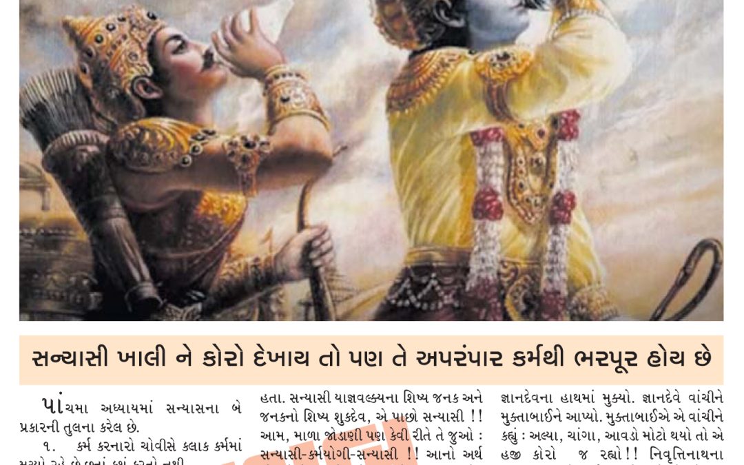 સન્યાસ અને કર્મયોગ એ જુદા છે જ નહીં.